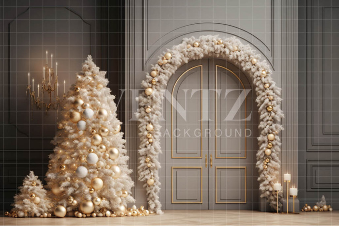 Fabric Photography Background Christmas Door / Backdrop 4029