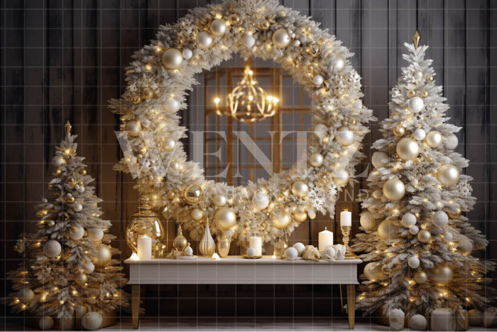 Fabric Photography Background Gold Christmas Set / Backdrop 4033