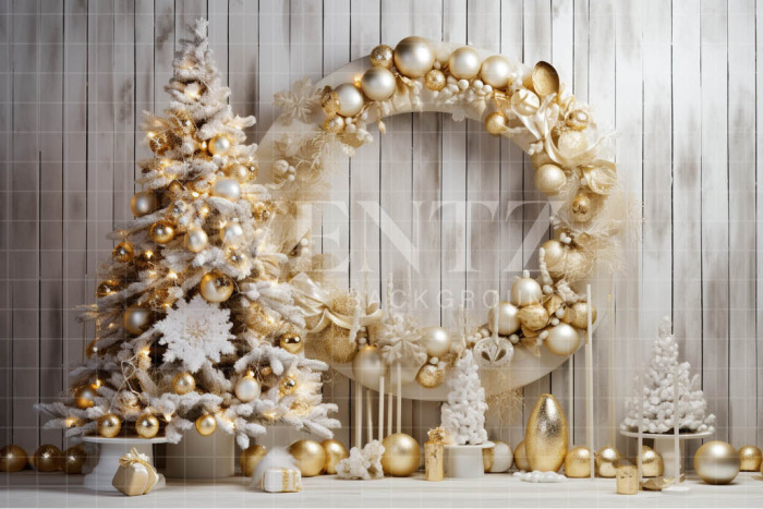 Fabric Photography Background Gold Christmas Set / Backdrop 4034