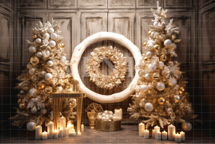 Fabric Photography Background Gold Christmas Set / Backdrop 4035