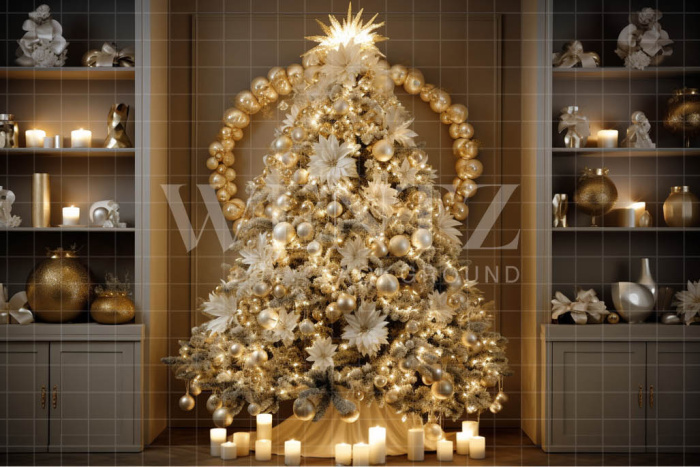 Fabric Photography Background Gold Christmas Set / Backdrop 4036
