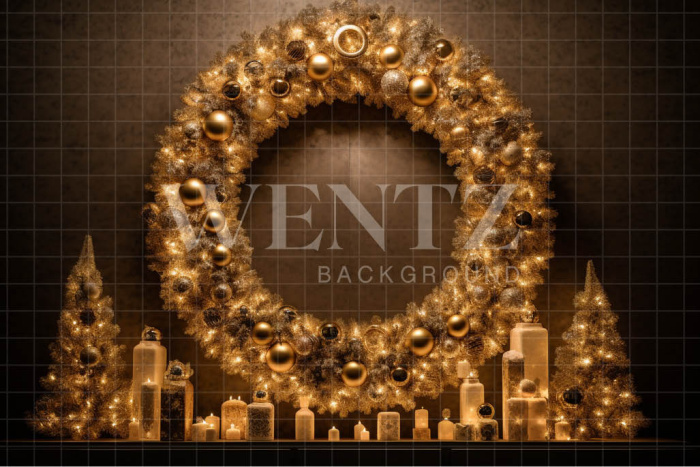 Fabric Photography Background Gold Christmas Decoration / Backdrop 4040