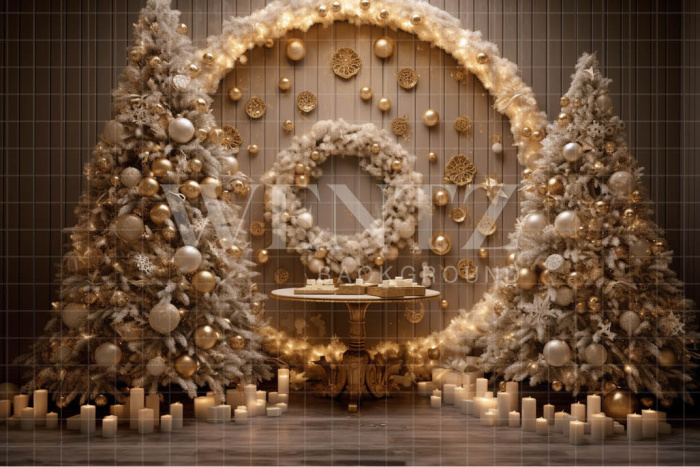 Fabric Photography Background Gold Christmas Decoration / Backdrop 4041