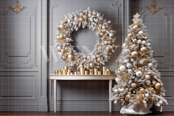 Fabric Photography Background Luxury Christmas Room / Backdrop 4043