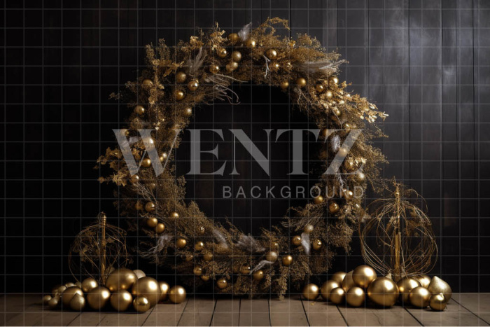 Fabric Photography Background Christmas Wreath / Backdrop 4047
