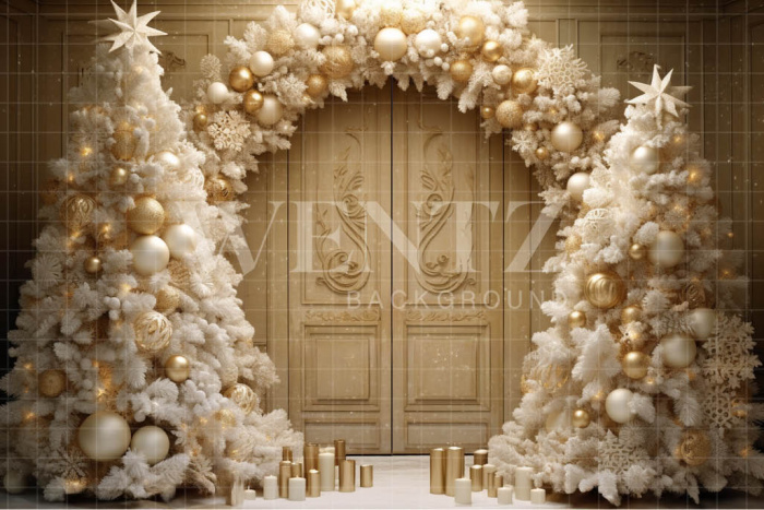 Fabric Photography Background Christmas Door / Backdrop 4048