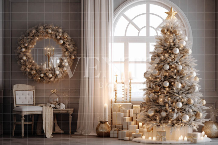 Fabric Photography Background Christmas Room / Backdrop 4049