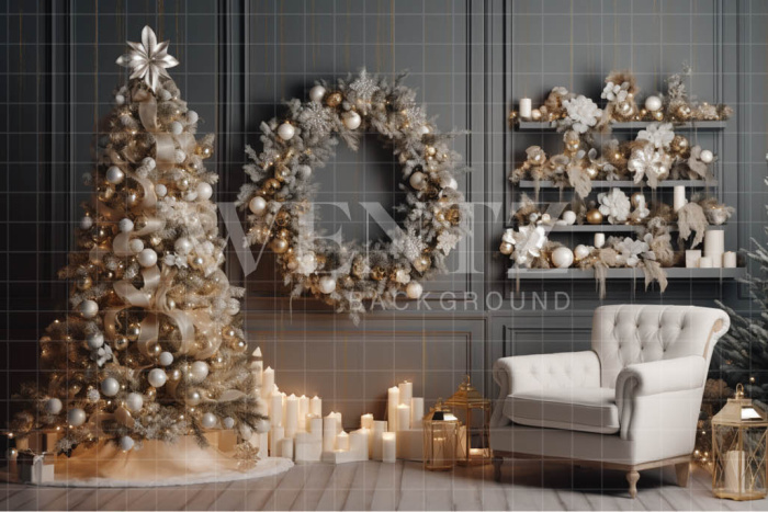 Fabric Photography Background Christmas Room / Backdrop 4051