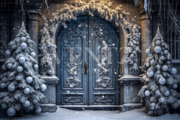 Fabric Photography Background Christmas House Front / Backdrop 4057