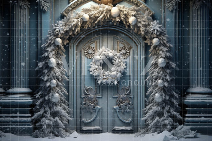 Fabric Photography Background Blue Door / Backdrop 4058