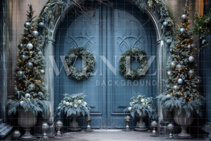 Fabric Photography Background Christmas House Front / Backdrop 4061