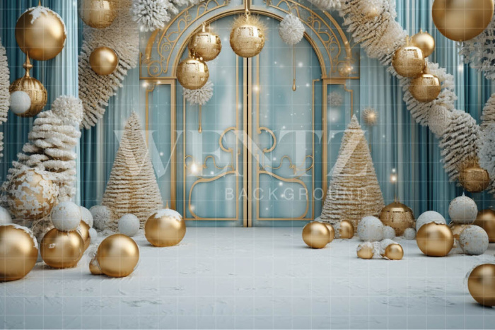 Fabric Photography Background Blue and Gold Christmas Set / Backdrop 4070