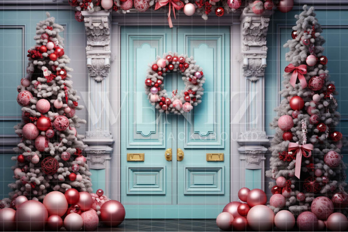 Fabric Photography Background Candy Color Christmas Door / Backdrop 4085