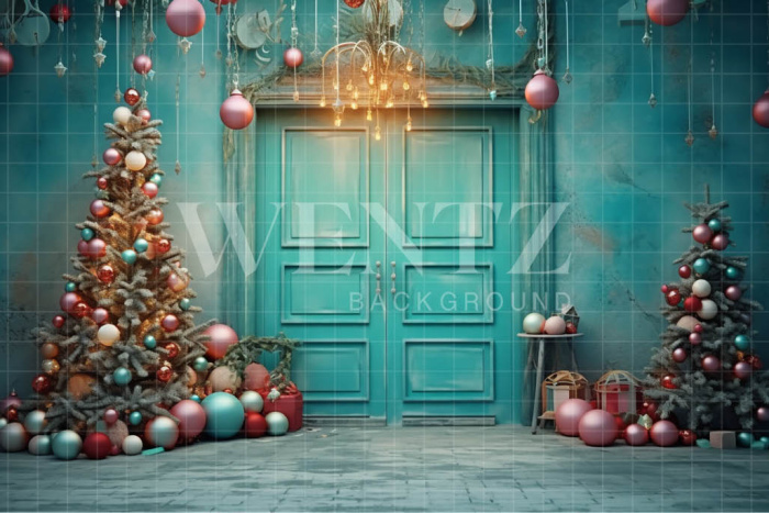 Fabric Photography Background Candy Color Christmas Door / Backdrop 4086