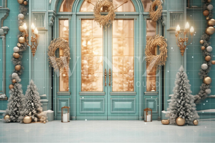 Fabric Photography Background Candy Color Christmas Door / Backdrop 4087