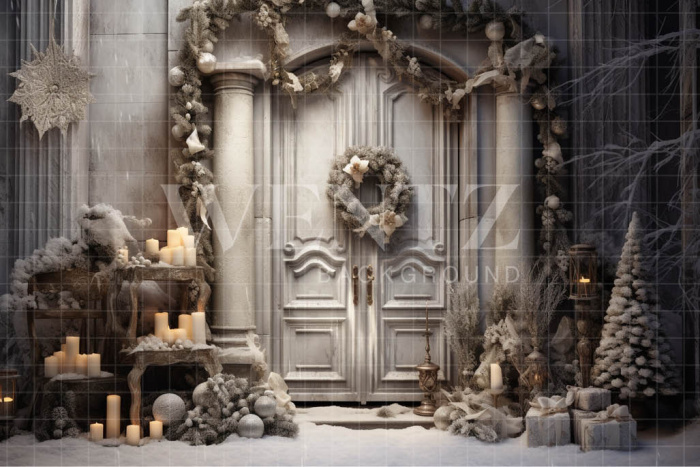 Fabric Photography Background Christmas Door / Backdrop 4090