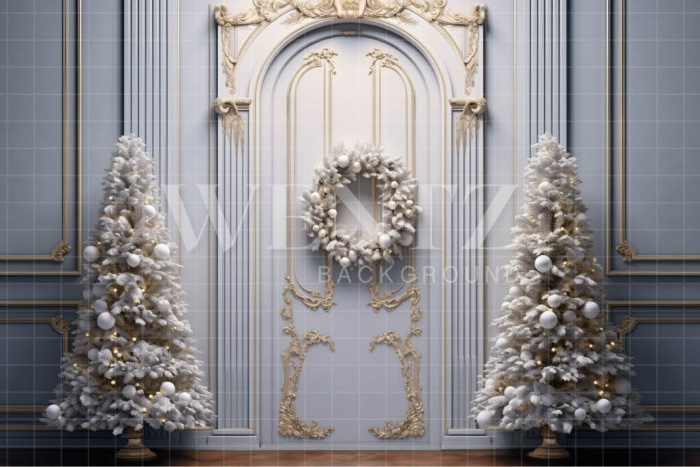 Fabric Photography Background Christmas Door / Backdrop 4091