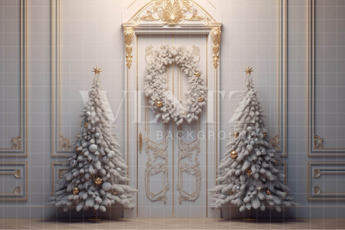 Fabric Photography Background Christmas Door / Backdrop 4092