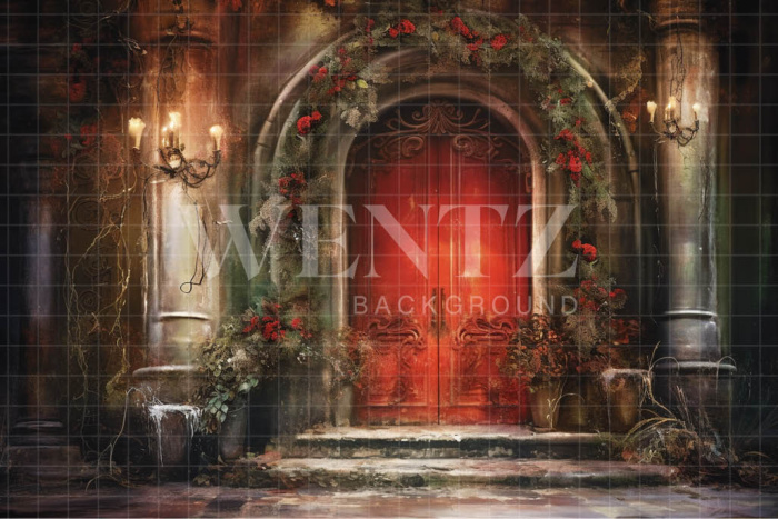 Fabric Photography Background Christmas House Front / Backdrop 4112