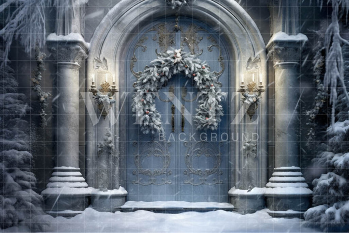 Fabric Photography Background Blue Door / Backdrop 4120