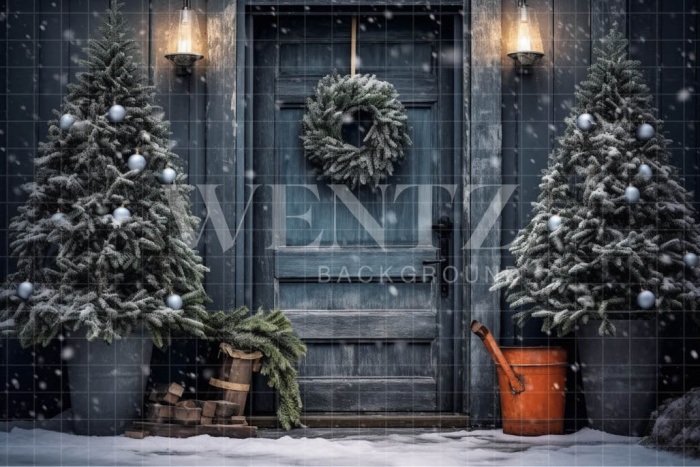 Fabric Photography Background Christmas Rustic Door / Backdrop 4122
