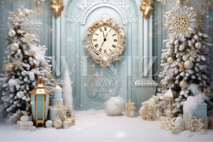Fabric Photography Background Christmas Set with Clock / Backdrop 4131