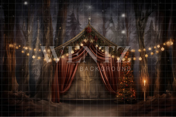 Fabric Photography Background Christmas Cabin / Backdrop 4136