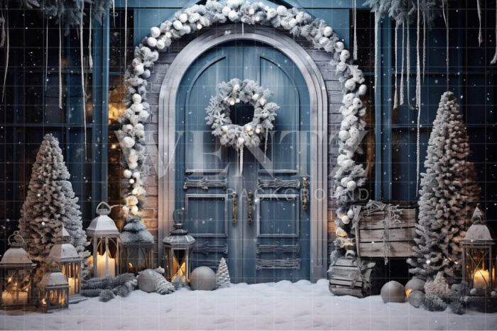 Fabric Photography Background Christmas House Front / Backdrop 4139