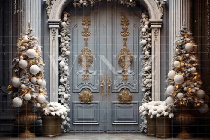 Fabric Photography Background Blue and Gold Christmas Set / Backdrop 4149