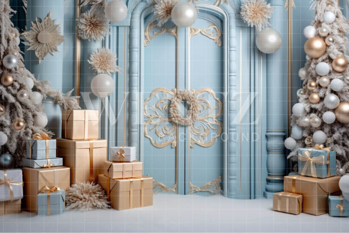 Fabric Photography Background Pastel Blue Christmas Set / Backdrop 4151