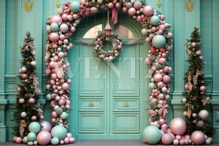 Fabric Photography Background Candy Color Christmas Door / Backdrop 4152
