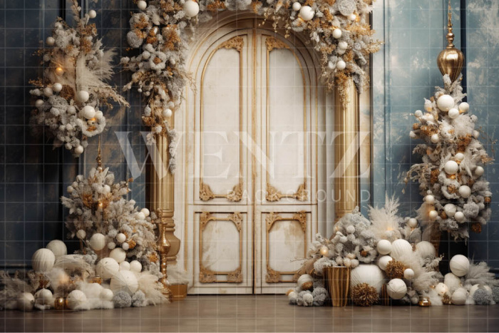 Fabric Photography Background Gold Door / Backdrop 4162