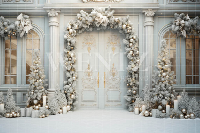 Fabric Photography Background Christmas Door / Backdrop 4163