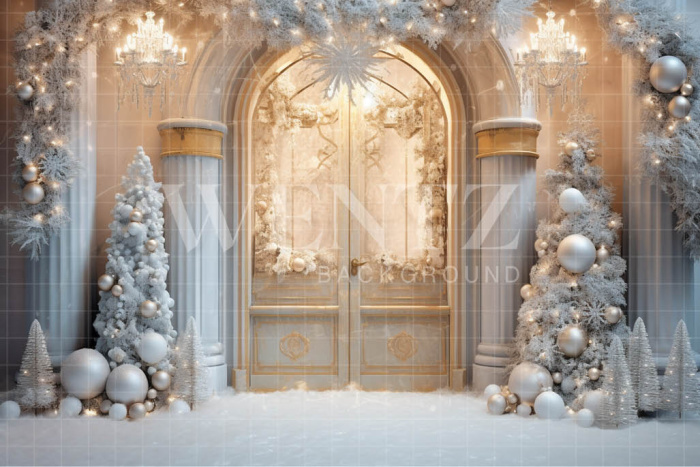 Fabric Photography Background Christmas Door / Backdrop 4170