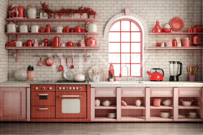 Fabric Photography Background Candy Christmas Kitchen / Backdrop 4184