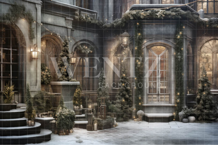 Fabric Photography Background Christmas Facade / Backdrop 4188