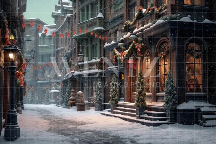 Fabric Photography Background Christmas Village / Backdrop 4204