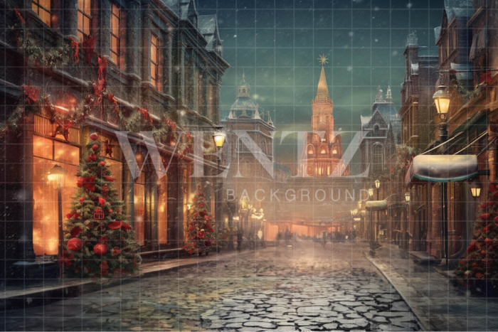 Fabric Photography Background Christmas Village / Backdrop 4205