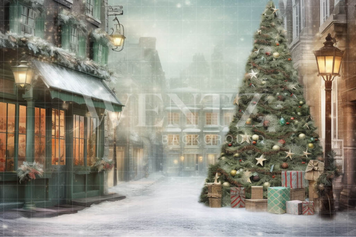Fabric Photography Background Christmas Village / Backdrop 4206