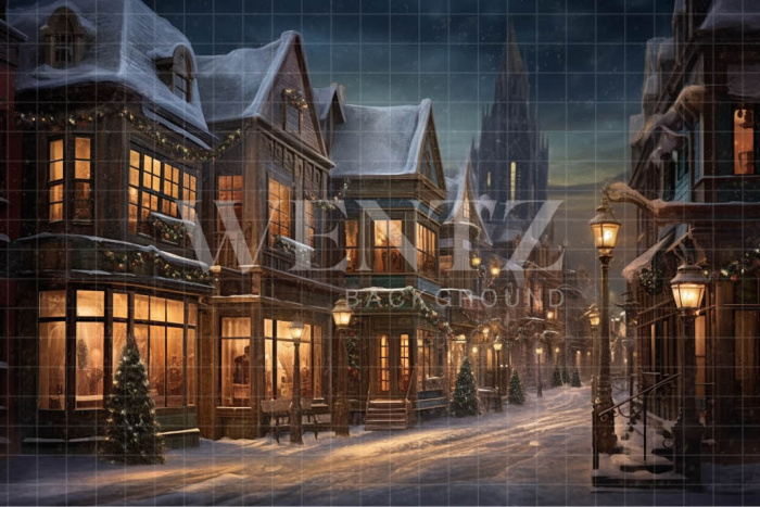 Fabric Photography Background Christmas Village / Backdrop 4207