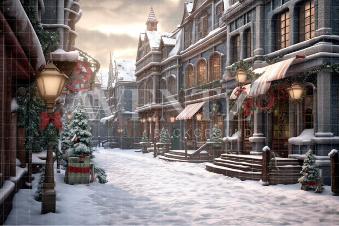 Fabric Photography Background Christmas Village / Backdrop 4216