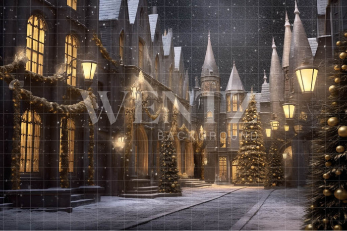 Fabric Photography Background Christmas Village / Backdrop 4217