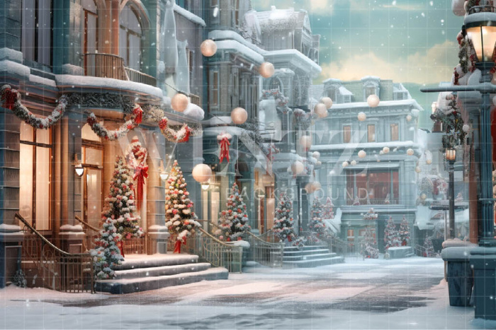 Fabric Photography Background Christmas Village / Backdrop 4219