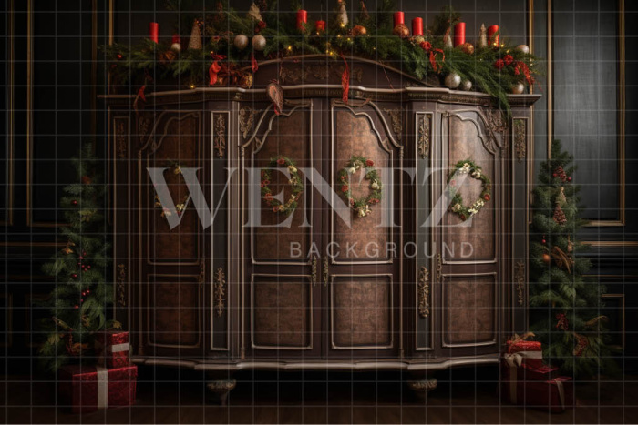 Fabric Photography Background Christmas Cabinet / Backdrop 4222