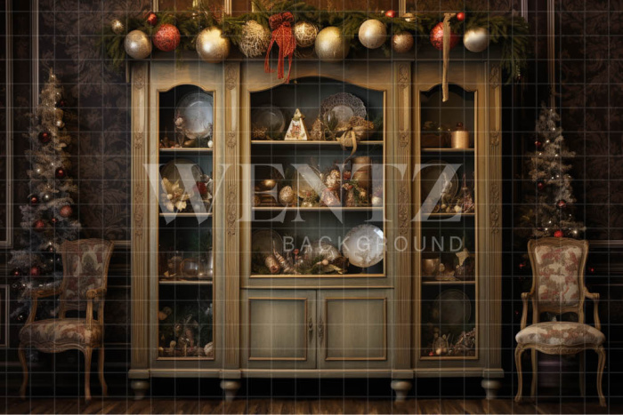Fabric Photography Background Christmas Cabinet / Backdrop 4223