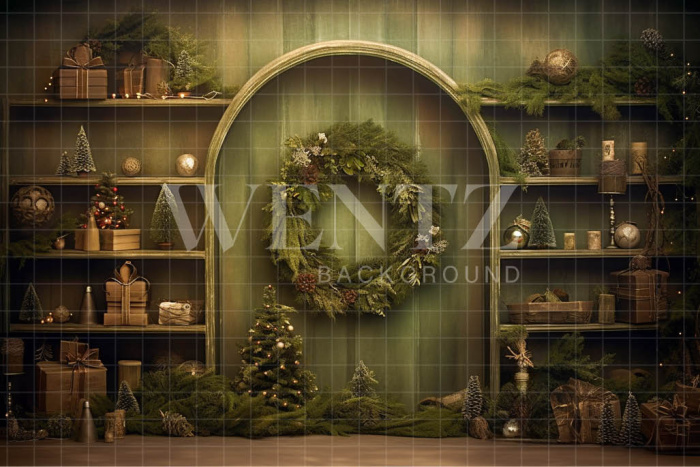 Fabric Photography Background Green Christmas Set / Backdrop 4234