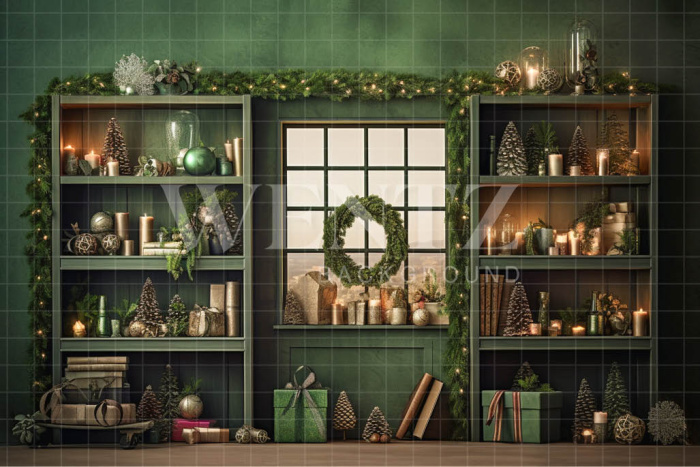 Fabric Photography Background Green Christmas Set / Backdrop 4235