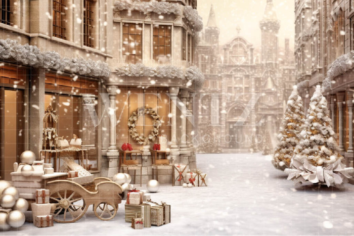 Fabric Photography Background Christmas Village / Backdrop 4236
