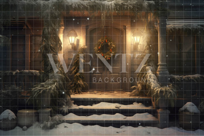 Fabric Photography Background Christmas Door / Backdrop 4276