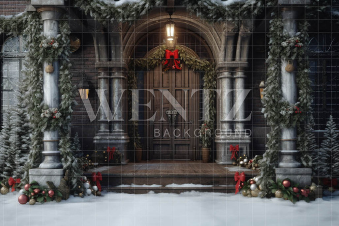 Fabric Photography Background Christmas Facade / Backdrop 4290